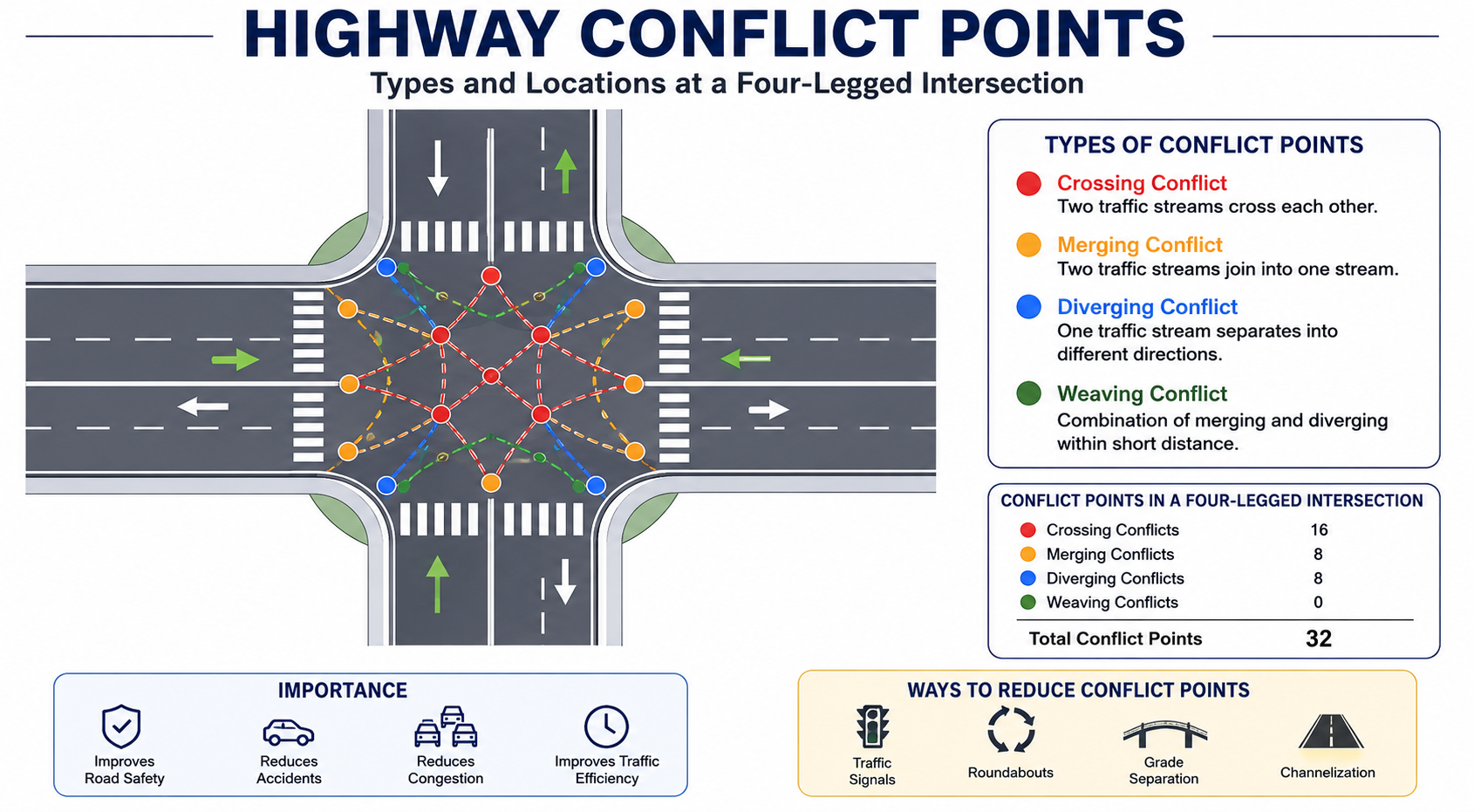 Highway conflict points and intersection analysis